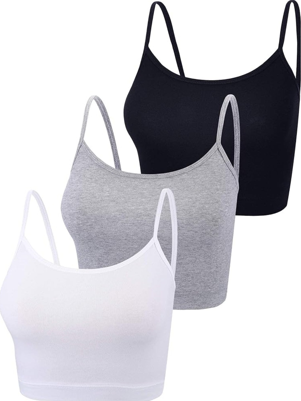 3-Pack Women's Seamless Crop Cami Tank Tops - Black, Gray, White